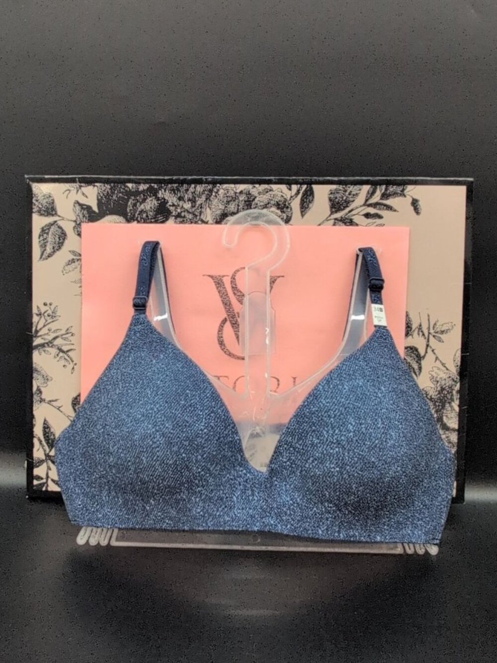 Victoria Secret Pink Wear Everywhere Lightly Lined Push Up Bra 34B Dark Denim